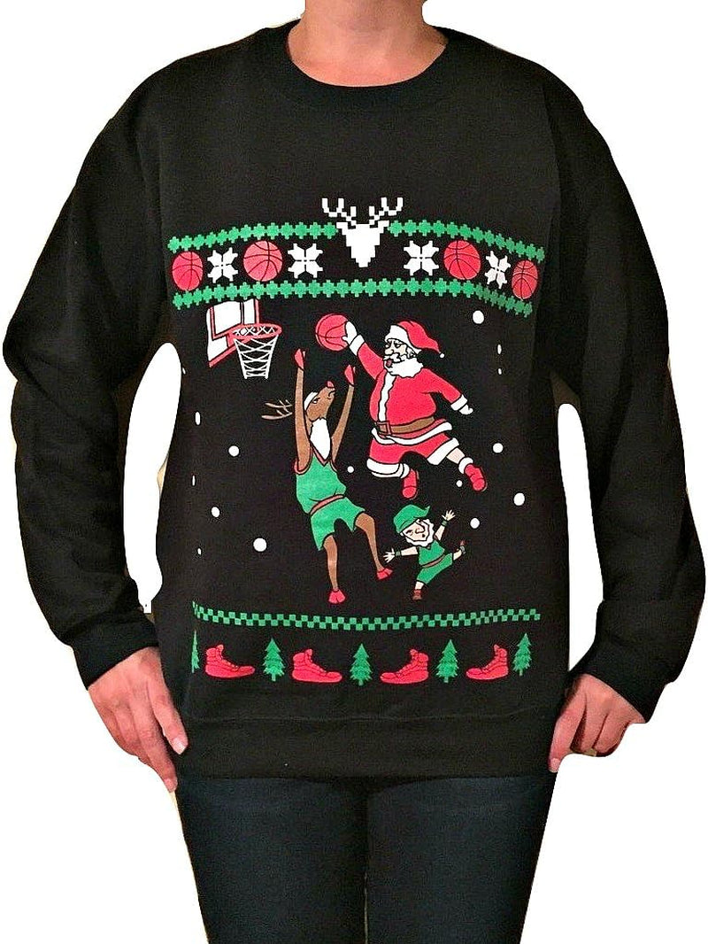 Dunking Santa - Ugly Christmas Sweatshirt - Funny Crewneck for Men and Women