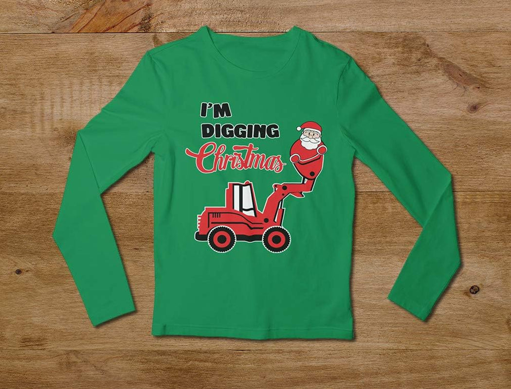 Santa I'M Digging for Boys Toddler Kids Long Sleeve T-Shirt