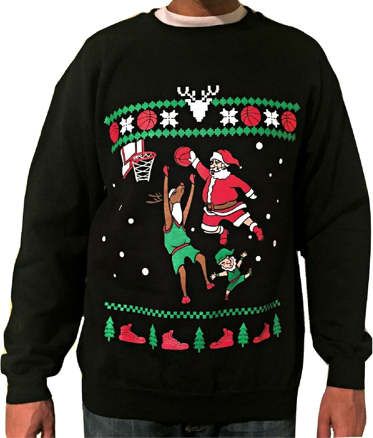 Dunking Santa - Ugly Christmas Sweatshirt - Funny Crewneck for Men and Women