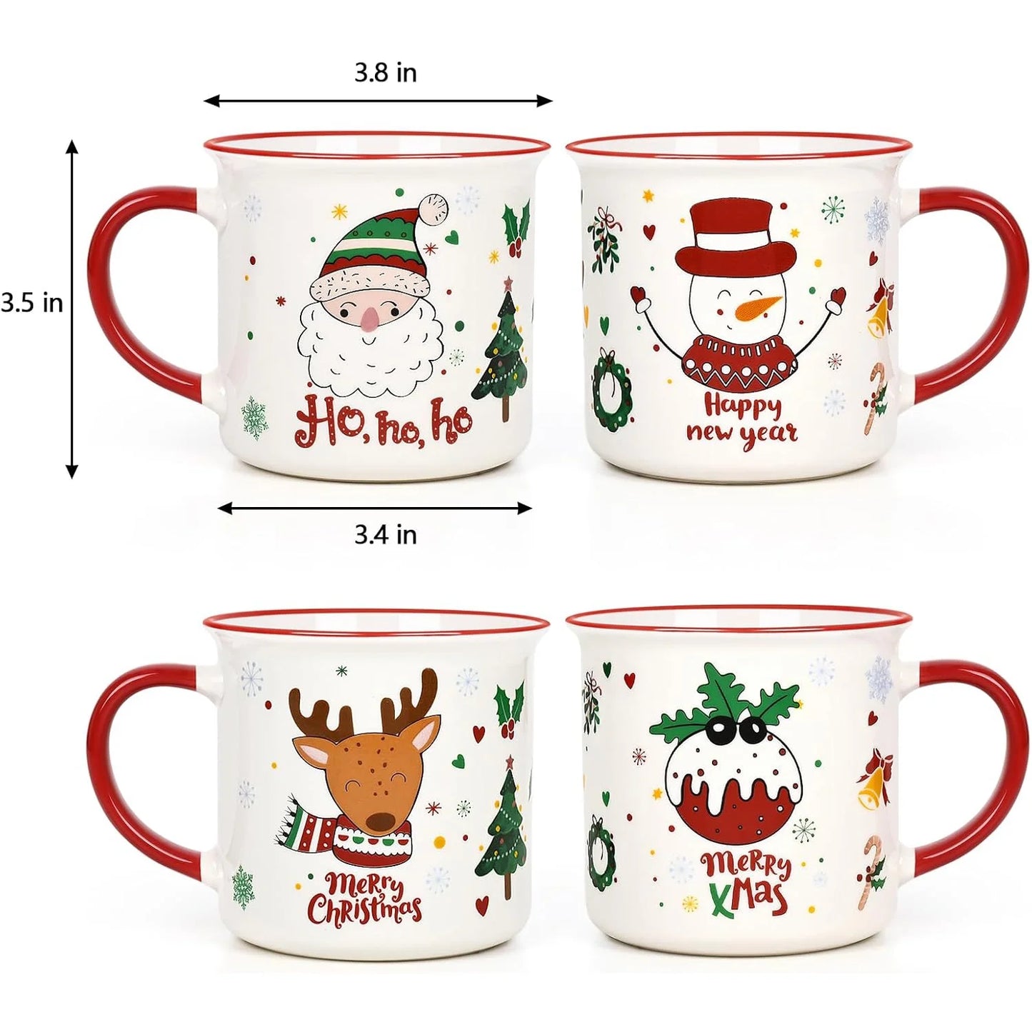 Christmas Gifts for Ceramic Mugs, Santa Snowman Reindeer Mugs Gifts, Christmas Gifts, Birthday Gifts, White 13 Fl Oz Coffee Mugs Ceramic Mug Tea Cup