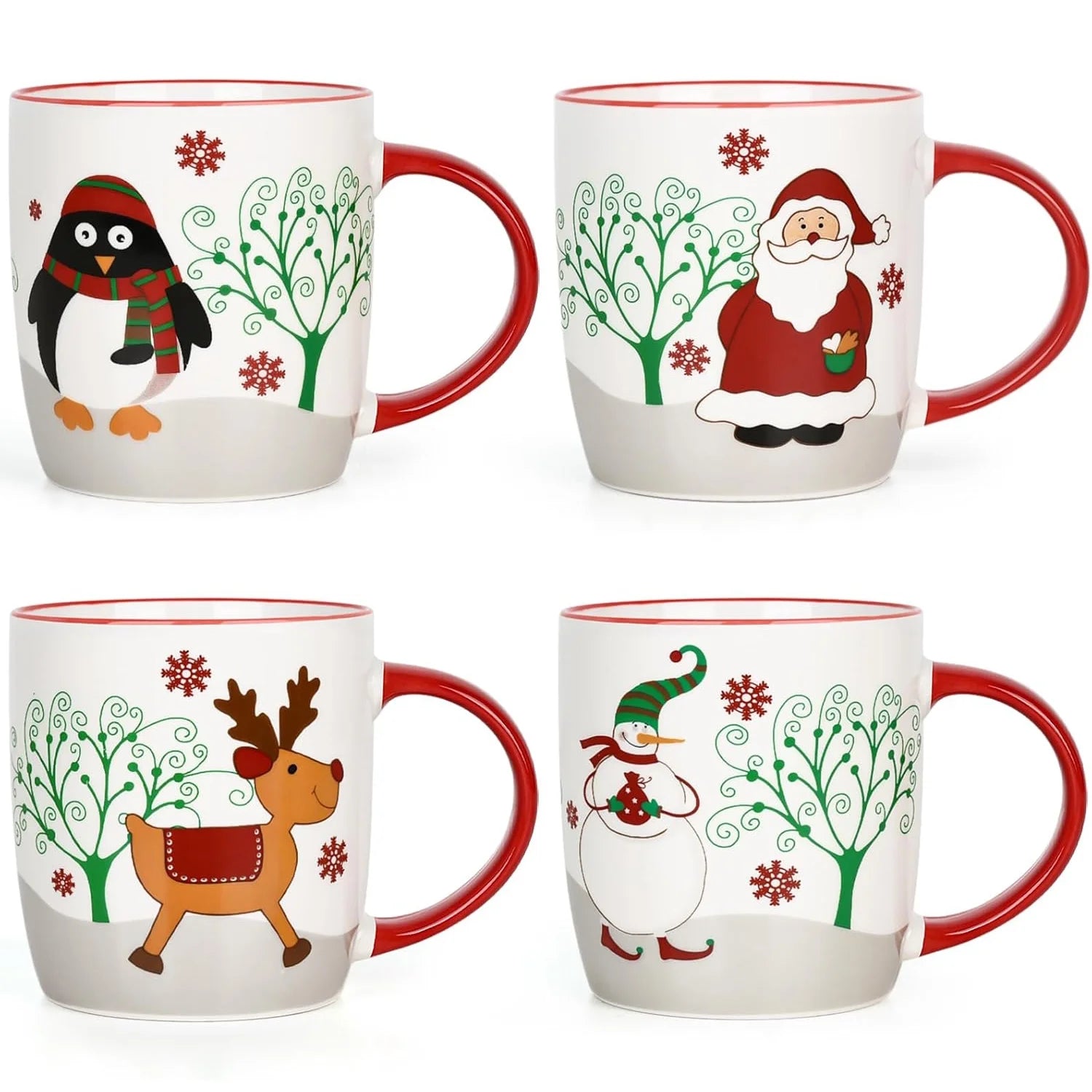 Christmas Gifts Ceramic Mugs, Reindeer Santa Snowman Penguin Mugs Gifts, Christmas Gifts, Birthday Gifts, White 11 Fl Oz Coffee Mugs Ceramic Mug Tea Cup