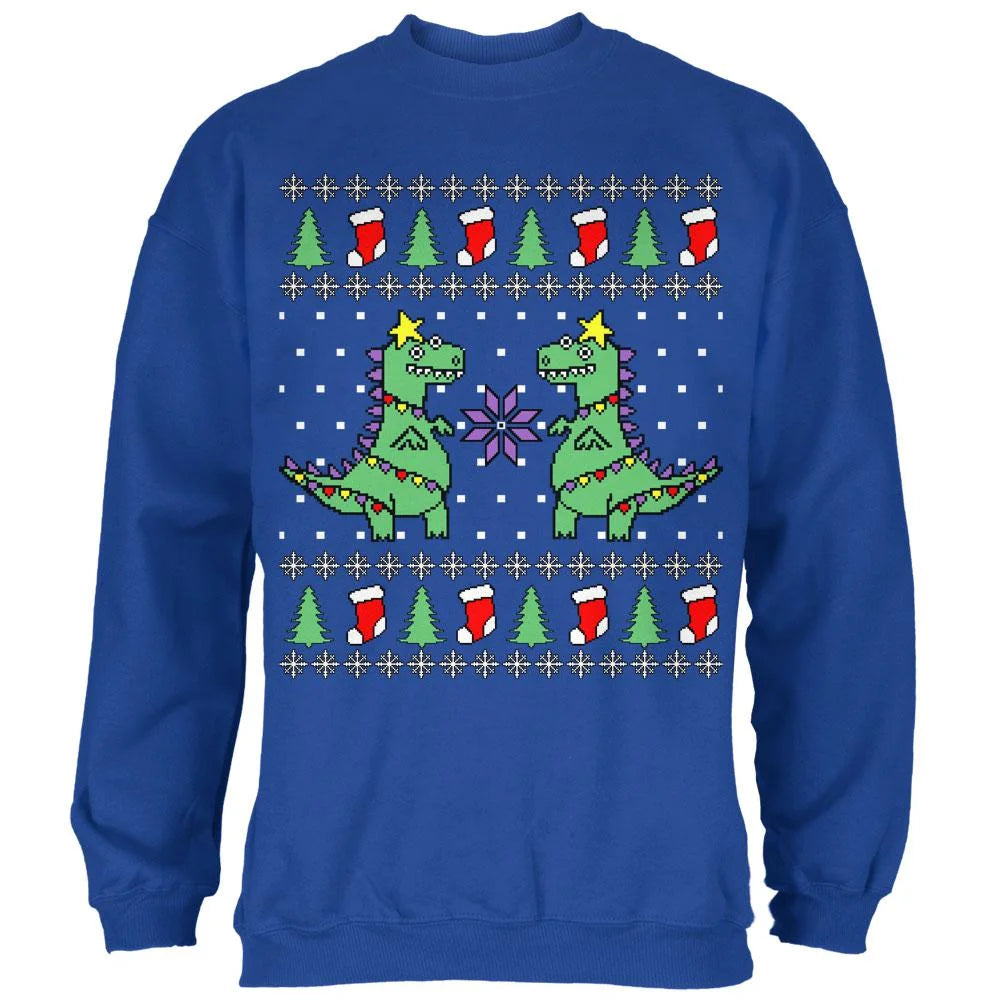 Tree Rex T Rex Ugly Christmas Sweater Mens Sweatshirt Royal 3X-LG