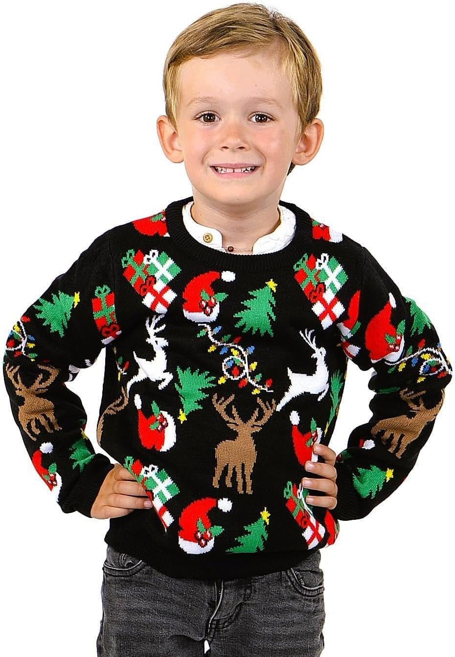 Kids Ugly Christmas Sweater - Tacky Cute Holiday Pullover for Boys & Girls, Unisex Funny Xmas Sweater for Children