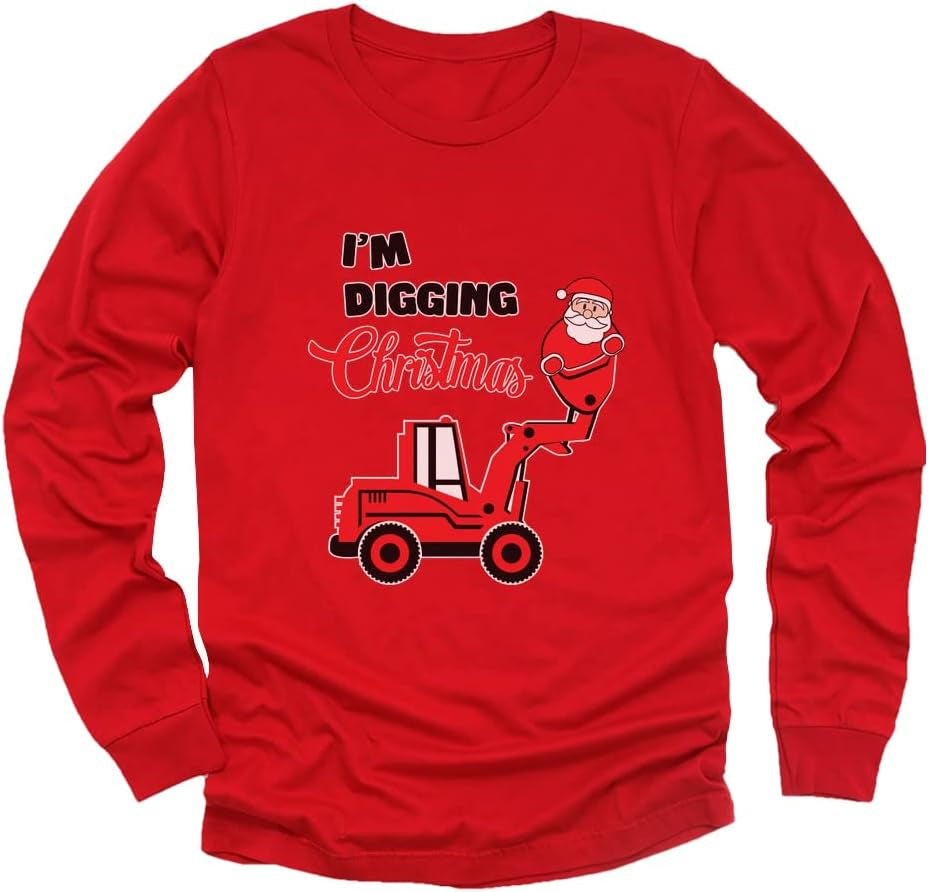 Santa I'M Digging for Boys Toddler Kids Long Sleeve T-Shirt