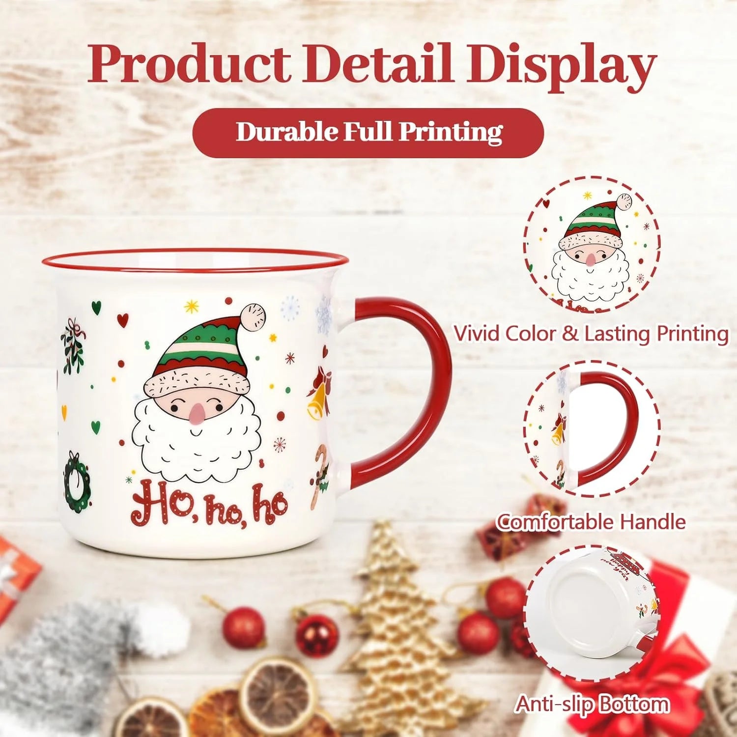 Christmas Gifts for Ceramic Mugs, Santa Snowman Reindeer Mugs Gifts, Christmas Gifts, Birthday Gifts, White 13 Fl Oz Coffee Mugs Ceramic Mug Tea Cup