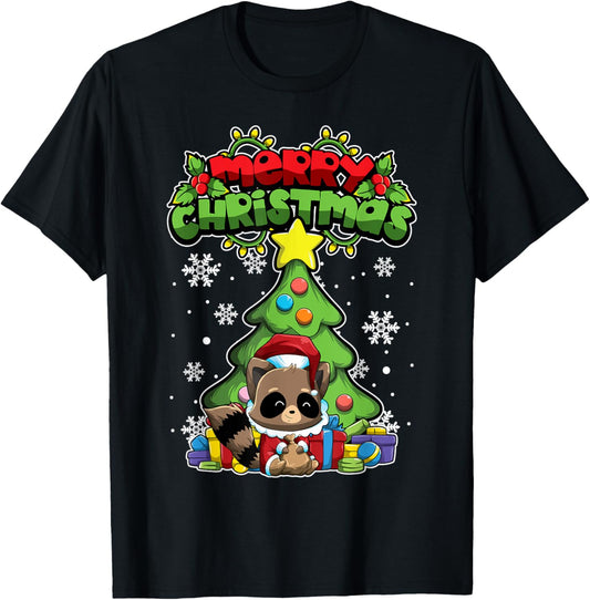 Merry Christmas Animals - Xmas Racoon T-Shirt