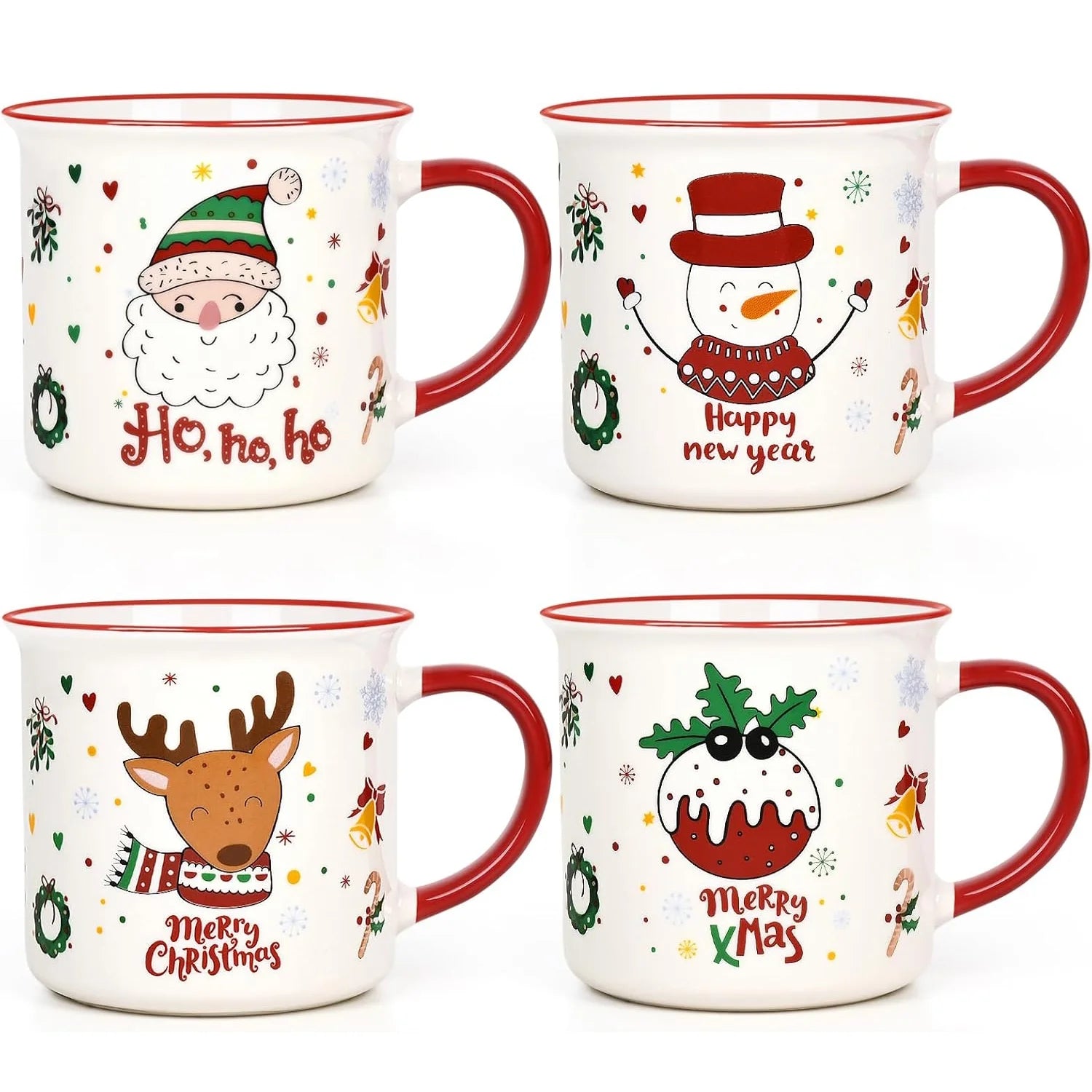 Christmas Gifts for Ceramic Mugs, Santa Snowman Reindeer Mugs Gifts, Christmas Gifts, Birthday Gifts, White 13 Fl Oz Coffee Mugs Ceramic Mug Tea Cup