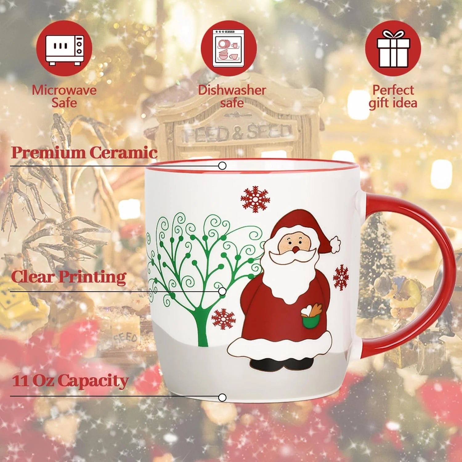 Christmas Gifts Ceramic Mugs, Reindeer Santa Snowman Penguin Mugs Gifts, Christmas Gifts, Birthday Gifts, White 11 Fl Oz Coffee Mugs Ceramic Mug Tea Cup