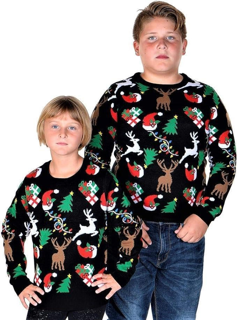 Kids Ugly Christmas Sweater - Tacky Cute Holiday Pullover for Boys & Girls, Unisex Funny Xmas Sweater for Children