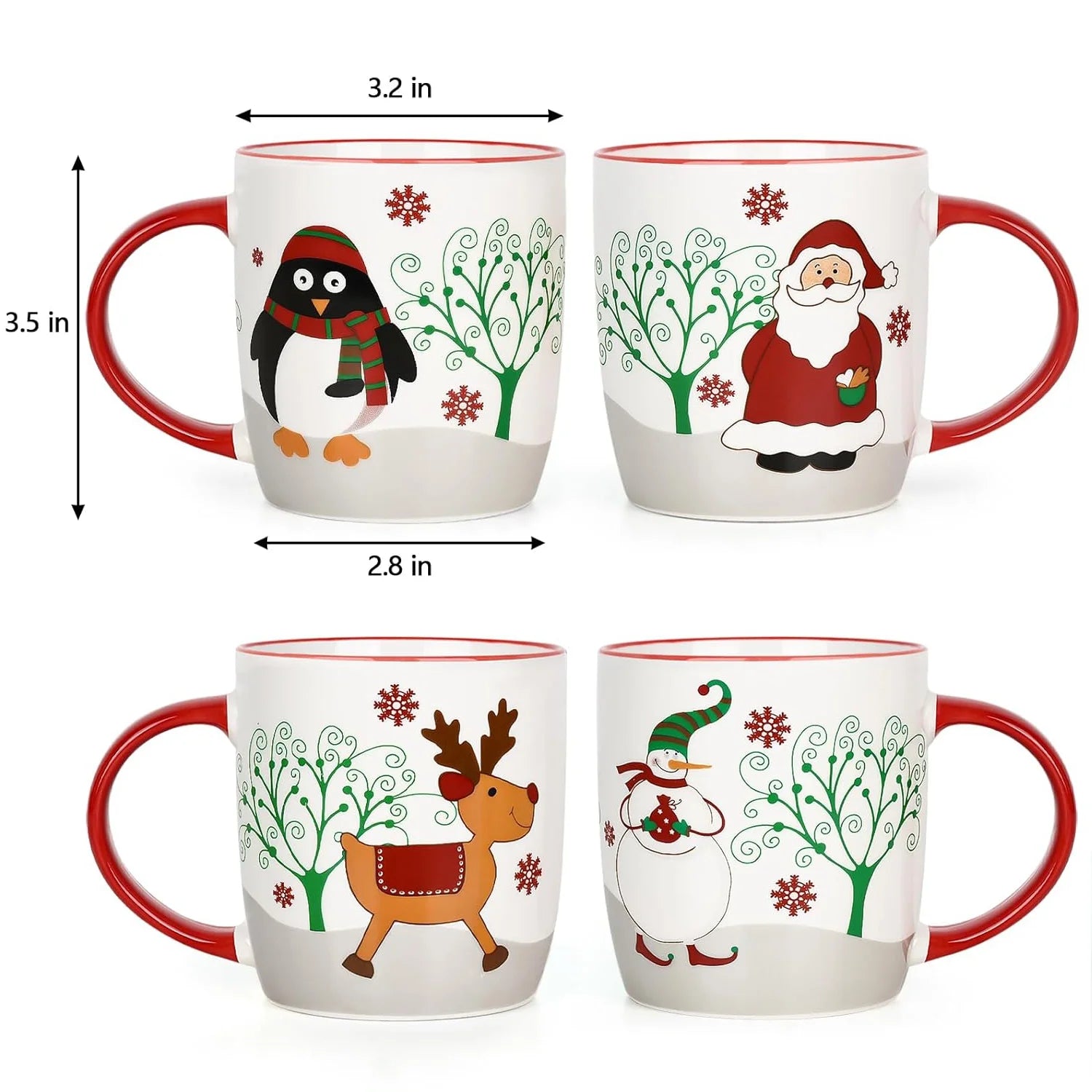 Christmas Gifts Ceramic Mugs, Reindeer Santa Snowman Penguin Mugs Gifts, Christmas Gifts, Birthday Gifts, White 11 Fl Oz Coffee Mugs Ceramic Mug Tea Cup