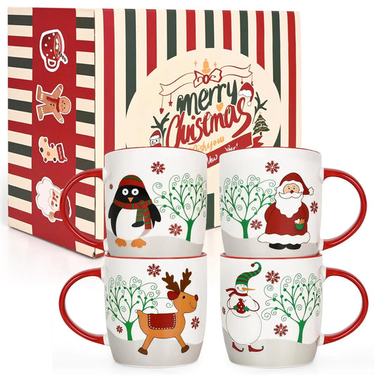 Christmas Gifts Ceramic Mugs, Reindeer Santa Snowman Penguin Mugs Gifts, Christmas Gifts, Birthday Gifts, White 11 Fl Oz Coffee Mugs Ceramic Mug Tea Cup